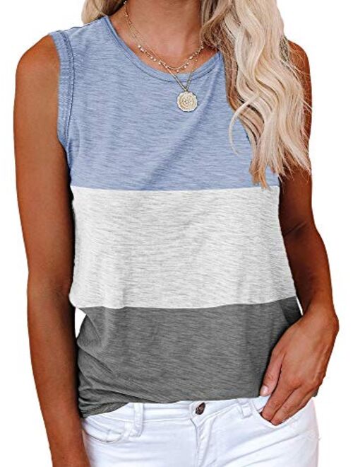 Cicy Bell Women's Casual Tank Tops Crewneck Sleeveless Plain Summer Cotton Tee Shirts