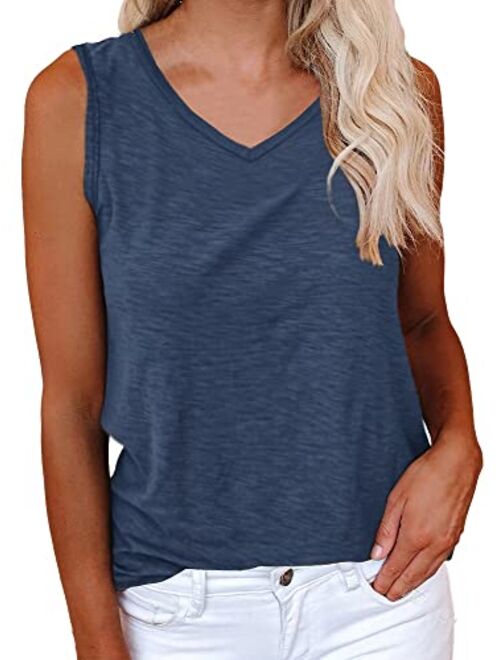 Cicy Bell Women's Casual Tank Tops Crewneck Sleeveless Plain Summer Cotton Tee Shirts