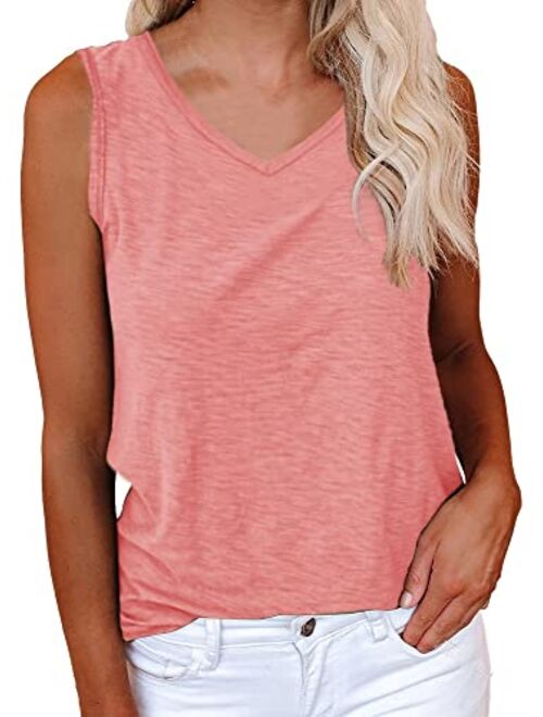 Cicy Bell Women's Casual Tank Tops Crewneck Sleeveless Plain Summer Cotton Tee Shirts