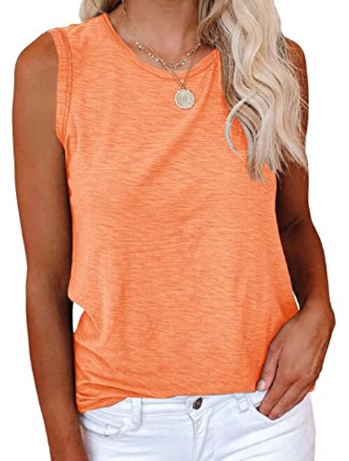 Cicy Bell Women's Casual Tank Tops Crewneck Sleeveless Plain Summer Cotton Tee Shirts