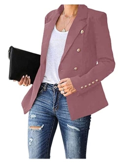 Women's Long Sleeve Casual Blazer Work Office Button Open Front Jacket Suit