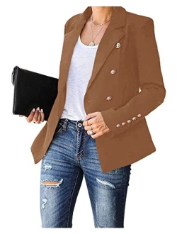 Women's Long Sleeve Casual Blazer Work Office Button Open Front Jacket Suit