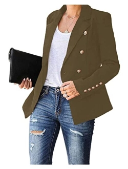 Women's Long Sleeve Casual Blazer Work Office Button Open Front Jacket Suit