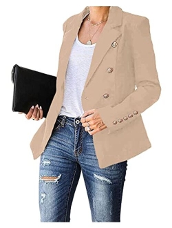 Women's Long Sleeve Casual Blazer Work Office Button Open Front Jacket Suit