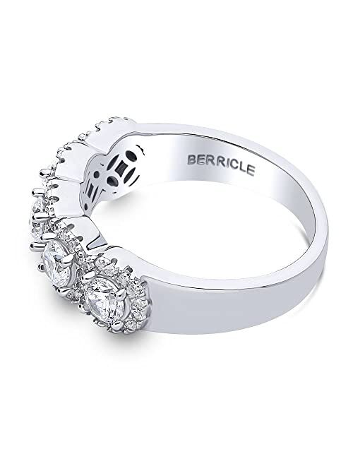 BERRICLE Sterling Silver 5-Stone Wedding Rings Cubic Zirconia CZ Anniversary Band for Women, Rhodium Plated Size 4-10