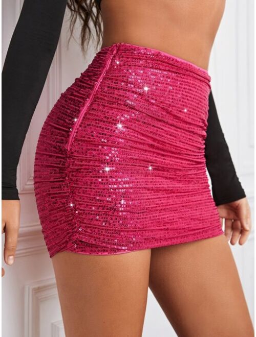 SHEIN BAE Sequin Mini Bodycon Skirt