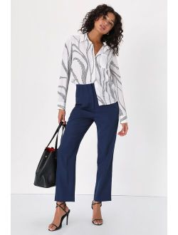 Build Your Dreams Navy Blue Straight Leg Trouser Pants