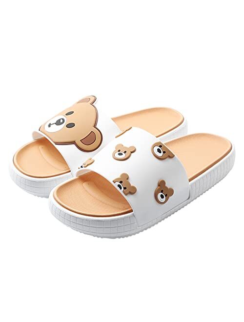 Floette Cute Slide Sandals Kawaii Slippers Shower Non-Slip Bathroom Spa Sandals Comfort Lightweight for Couple Lovers