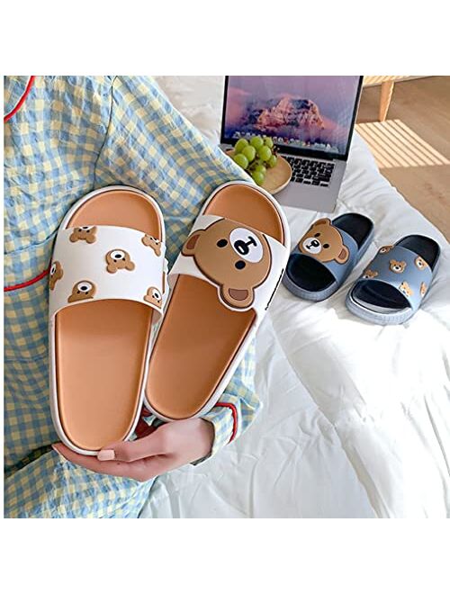 Floette Cute Slide Sandals Kawaii Slippers Shower Non-Slip Bathroom Spa Sandals Comfort Lightweight for Couple Lovers