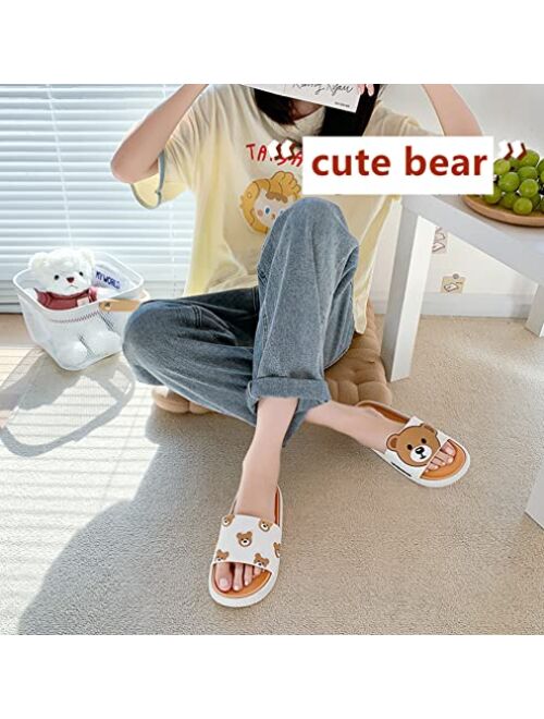 Floette Cute Slide Sandals Kawaii Slippers Shower Non-Slip Bathroom Spa Sandals Comfort Lightweight for Couple Lovers