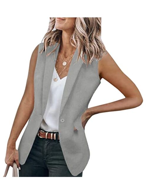 Cicy Bell Women's Casual Blazer Vest Sleeveless Open Front Work Office Vest Jacket with Pockets