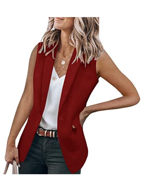 Cicy Bell Women's Casual Blazer Vest Sleeveless Open Front Work Office Vest Jacket with Pockets