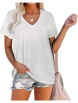 Women's V Neck T Shirts Short Sleeve Casual Summer Basic Tees Tops