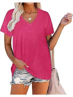 Women's V Neck T Shirts Short Sleeve Casual Summer Basic Tees Tops