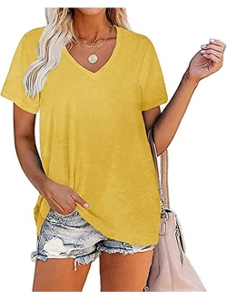 Women's V Neck T Shirts Short Sleeve Casual Summer Basic Tees Tops