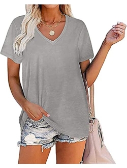 Women's V Neck T Shirts Short Sleeve Casual Summer Basic Tees Tops