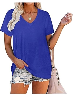 Women's V Neck T Shirts Short Sleeve Casual Summer Basic Tees Tops