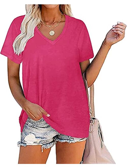 Cicy Bell Women's V Neck T Shirts Short Sleeve Casual Summer Basic Tees Tops