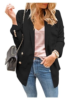 Women's Long Sleeve Blazer Double Breasted Casual Work Office Blazer Jacket