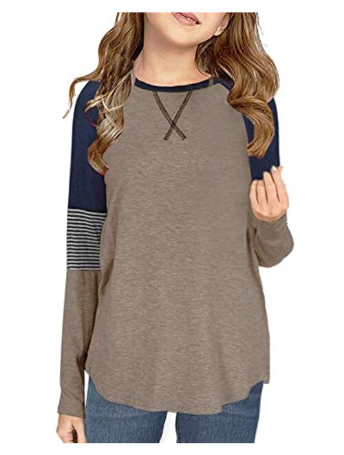 Cicy Bell Girls Short Sleeve T Shirts Crewneck Casual Loose Fit Pocket Pullover Tunic Top