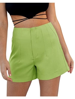 Women's Summer High Waist Work Office Casual Shorts with Pockets