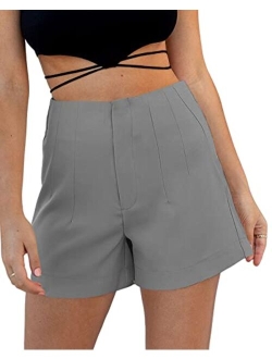 Women's Summer High Waist Work Office Casual Shorts with Pockets