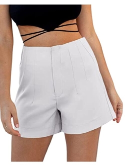 Women's Summer High Waist Work Office Casual Shorts with Pockets