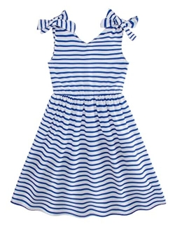 Enlifety Little Girls Casual Dress Summer Straps Sundress Bowknot Sling One Piece Dresses Size 3-10T