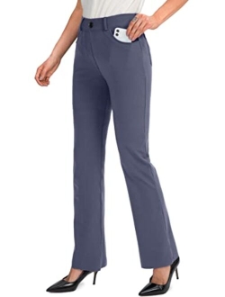 Rammus 28"/30"/32"/34" Women's Yoga Dress Pants Stretch Work Business Casual Slacks for Women Bootcut Office Trousers