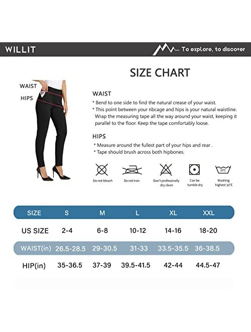 Willit Women's Yoga Dress Pants Skinny Work Slacks Slim Fit Stretch Office Casual Pants Petite/Regular 4 Pockets 28"/30"