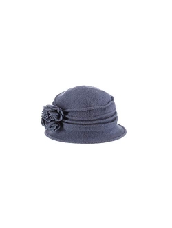 Women's Boiled Wool Cloche with Rosettes