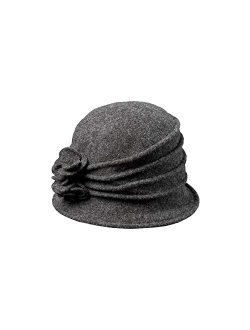 Women's Boiled Wool Cloche with Rosettes