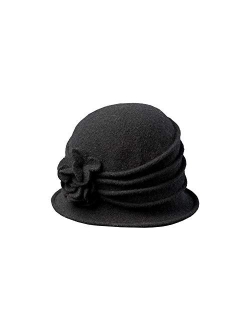 Women's Boiled Wool Cloche with Rosettes