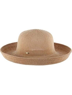 Women's Knitted Poly Straw Big Brim Hat