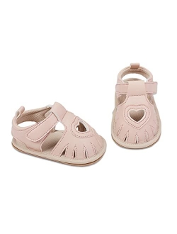 Sawimlgy Baby Girls Boys Sandals Summer Flowers Shoe Rubber Sole PU Leather Mesh Infant Toddler First Walkers Princess Dress Outdoor Shoes