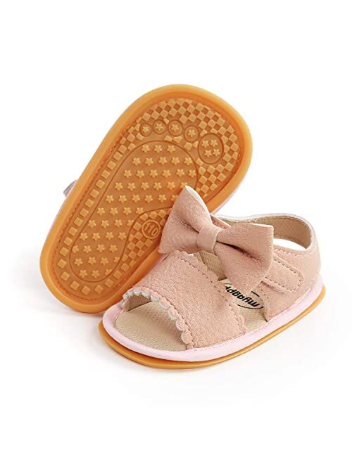 Sawimlgy Baby Girls Boys Sandals Summer Flowers Shoe Rubber Sole PU Leather Mesh Infant Toddler First Walkers Princess Dress Outdoor Shoes