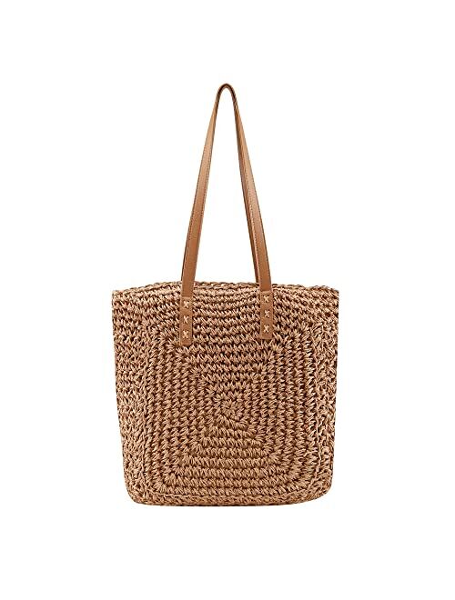 Ayliss Women Straw Shoulder Handbag Tote Shoulder Bag Summer Beach Woven Handmade Weaving Casual Bag for Vocation Travel