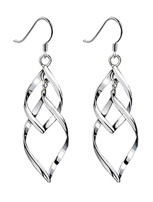 Vitaltyextracts Sterling Silver Earrings dangle Hoops Elegant rotating Earring for Womens