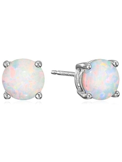 Sterling Silver Genuine or Created Round Cut Birthstone Stud Earrings