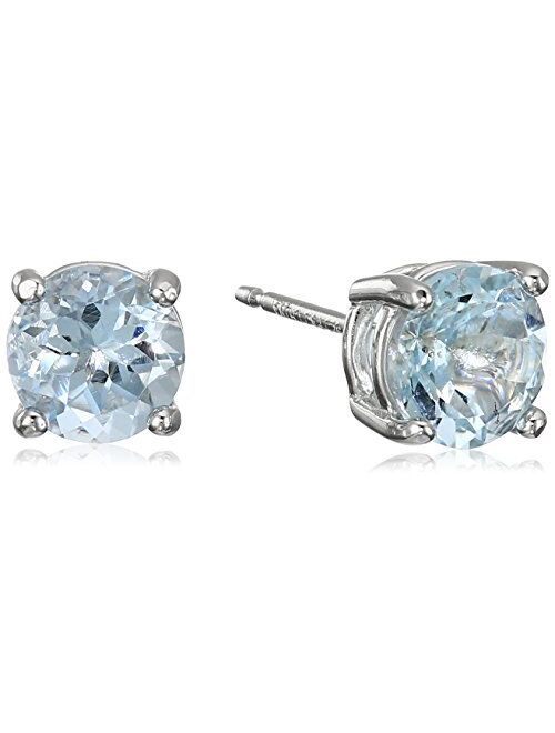 Amazon Essentials Sterling Silver Genuine or Created Round Cut Birthstone Stud Earrings