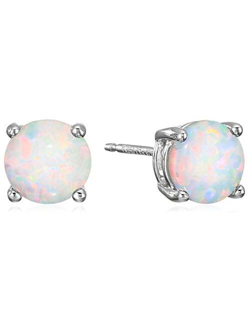 Amazon Essentials Sterling Silver Genuine or Created Round Cut Birthstone Stud Earrings