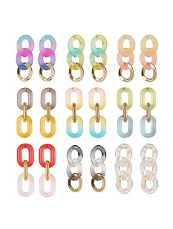 LANTAI 16 Pairs Trendy Acrylic Earrings Rattan Earrings for Women Girls-Summer Beach Straw Earrings Resin Dangle Drop Fashion Earrings Geometric Statement Earrings Vacati