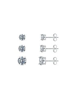 Turandoss Stud Earrings Set for Women, S925 Sterling Silver Post 14K Gold Plated Hypoallergenic Stud Earrings 3-9mm Round Cubic Zirconia Stud Earrings for Women Men 3/4/5