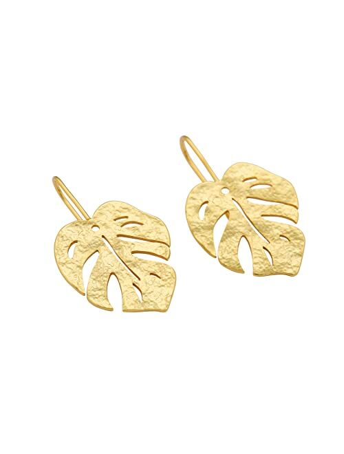 Nancita Plant Leaf Earrings - Palm Leaf Drop Earrings - Vintage MonsteraLeaves Earring - Jewelry Gift