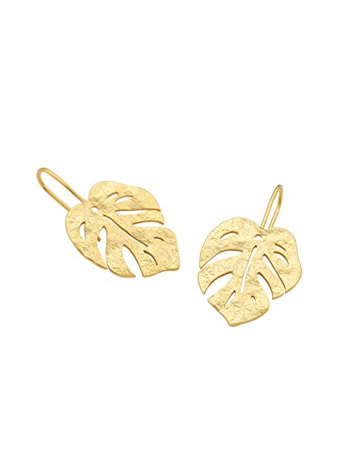 Nancita Plant Leaf Earrings - Palm Leaf Drop Earrings - Vintage MonsteraLeaves Earring - Jewelry Gift