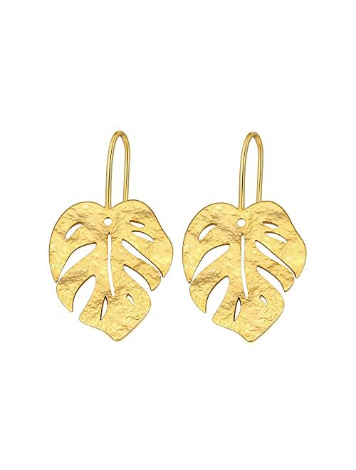 Nancita Plant Leaf Earrings - Palm Leaf Drop Earrings - Vintage MonsteraLeaves Earring - Jewelry Gift