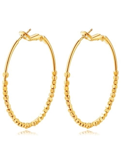 YKKZART Gold Earrings 14k Gold Plated Hoop Earrings Dainty Pearl hoop Disc Coin Bead Starfish Teardrop Circle Dangle Drop Earrings for Women Hypoallergenic Jewelry Gifts