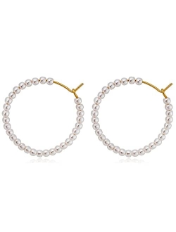 YKKZART Gold Earrings 14k Gold Plated Hoop Earrings Dainty Pearl hoop Disc Coin Bead Starfish Teardrop Circle Dangle Drop Earrings for Women Hypoallergenic Jewelry Gifts