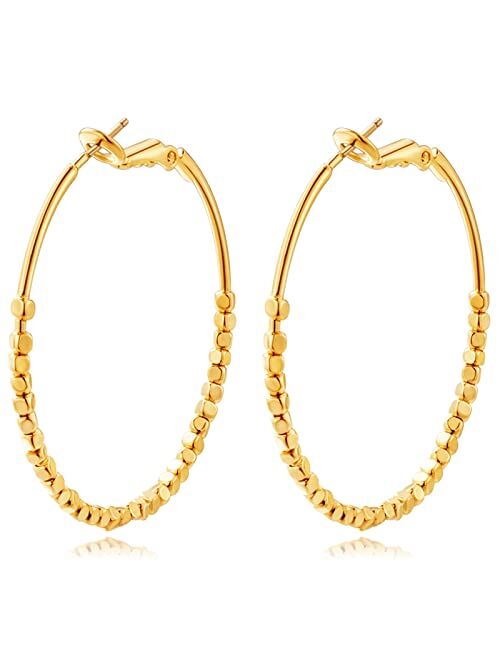 YKKZART Gold Earrings 14k Gold Plated Hoop Earrings Dainty Pearl hoop Disc Coin Bead Starfish Teardrop Circle Dangle Drop Earrings for Women Hypoallergenic Jewelry Gifts