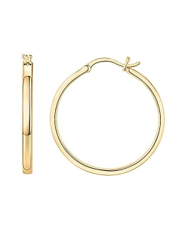 14K Gold Plated 925 Sterling Silver Post Lightweight Hoops | 20mm - 30mm | Gold Hoop Earrings for Women